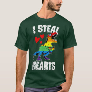 Dinosaur T Re LGBT Gay Pride Flag I Steal Hearts M T-Shirt