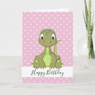 Dinosaur T Rex 1st Pink Birthday Card