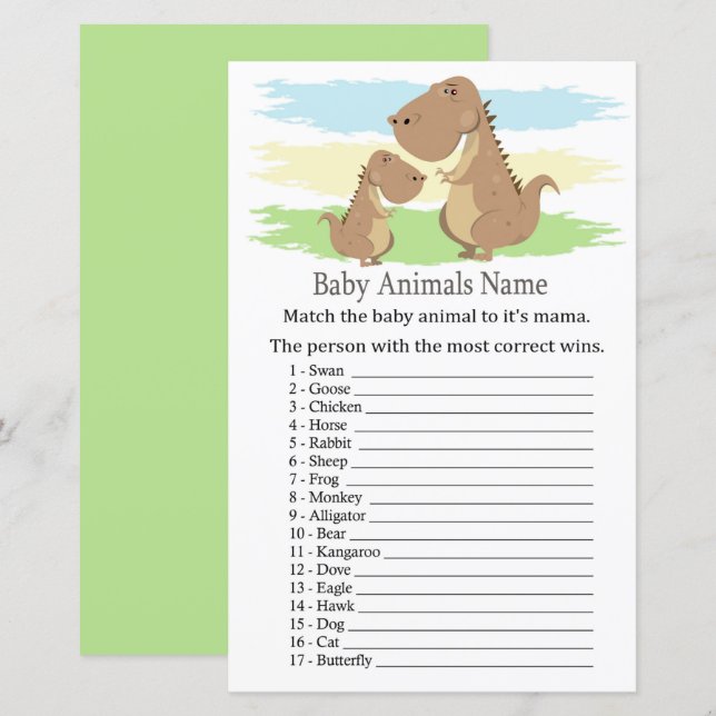 Dinosaur,T-rex Baby Animals Name Game (Front/Back)