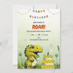 Dinosaur T rex Birthday Invitation boy T-Rex party