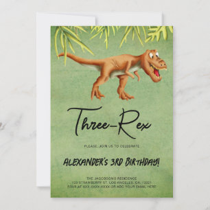 Dinosaur T Rex Birthday Party Invitation