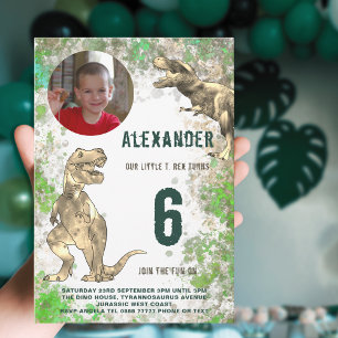 Dinosaur T-Rex Birthday Party Photo Invitation