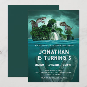 Dinosaur T rex Birthday Theme Party Invitation