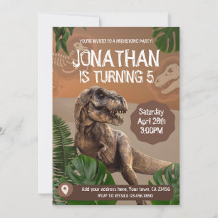 Dinosaur T rex Birthday Theme Party Invitation