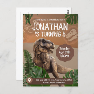 Dinosaur T rex Birthday Theme Party Postcard