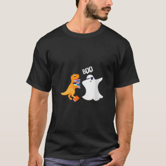 Dinosaur T Rex Books Boo Ghost Dab Dabbing Hallowe T-Shirt