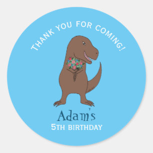 Dinosaur T-Rex Boy Birthday Party Favour Gift   Classic Round Sticker