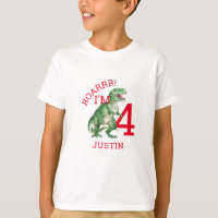 Dinosaur T Rex Boy's 4th Birthday T-Shirt