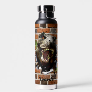 Dinosaur T-Rex Busting Out Personalise Name Water Bottle
