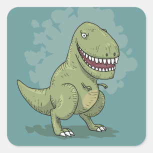 Dinosaur T Rex Cartoon Square Sticker