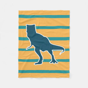 Dinosaur T-rex cartoon yellow and blue boys Fleece Blanket