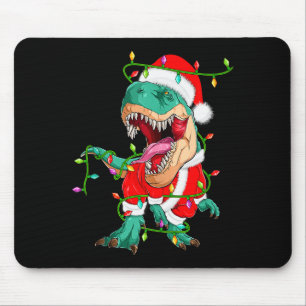 Dinosaur T-rex Christmas Lights Funny Santa Cute A Mouse Mat