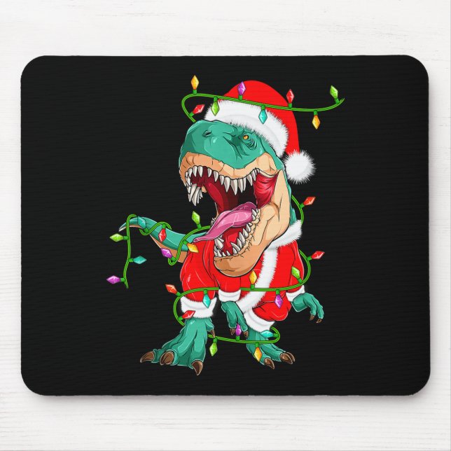 Dinosaur T-rex Christmas Lights Funny Santa Cute A Mouse Mat (Front)
