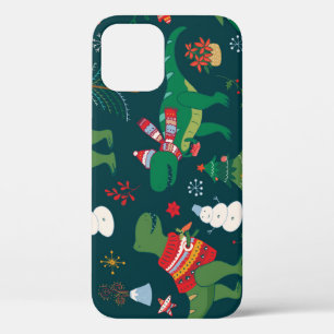 Dinosaur T-Rex: Christmas New Year. iPhone 12 Case