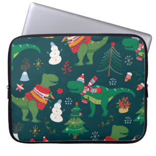 Dinosaur T-Rex: Christmas New Year. Laptop Sleeve
