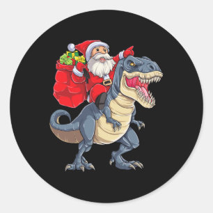Dinosaur T Rex Christmas Santa Boys Men Girls Xmas Classic Round Sticker