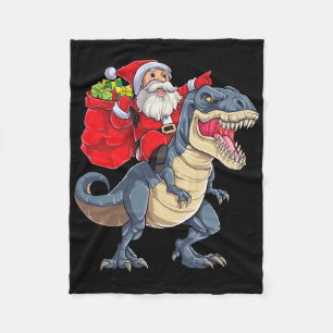 Dinosaur T Rex Christmas Santa Boys Men Girls Xmas Fleece Blanket