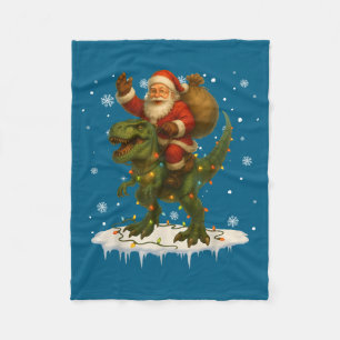 Dinosaur T Rex Christmas Santa Boys Men Girls Xmas Fleece Blanket