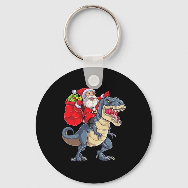 Dinosaur T Rex Christmas Santa Boys Men Girls Xmas Key Ring (Front)
