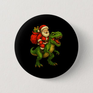 Dinosaur T Rex Christmas Santa Dinosaur Xmas Boys  6 Cm Round Badge