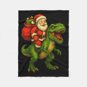Dinosaur T Rex Christmas Santa Dinosaur Xmas Boys  Fleece Blanket