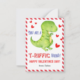Dinosaur T-Rex Class Mini Valentine Card for Kids