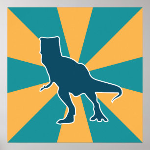 Dinosaur T-rex colorful cartoon Poster