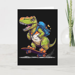 Dinosaur T Rex Cool Skateboarding Dinosaur Skater  Card