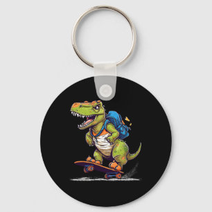 Dinosaur T Rex Cool Skateboarding Dinosaur Skater  Key Ring