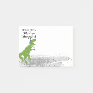 Dinosaur t-rex dancing headphones post-it note