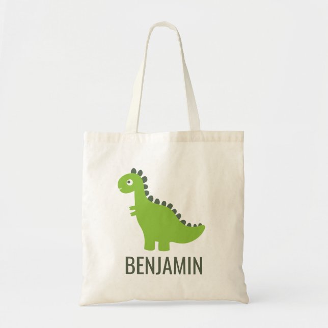 Dinosaur T Rex Dino Baby Simple Cute Name Cartoon Tote Bag (Front)
