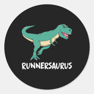 Dinosaur T-rex Dino Funny Exercise Cardio Running Classic Round Sticker