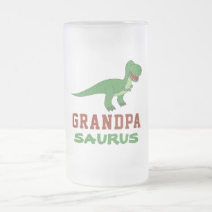 Dinosaur T-Rex Dino Granddad Abuelo Grandpasaurus Frosted Glass Beer Mug