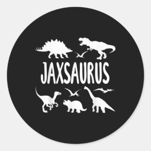 Dinosaur T Rex Dino Jax Jaxsaurus Boys Name Classic Round Sticker