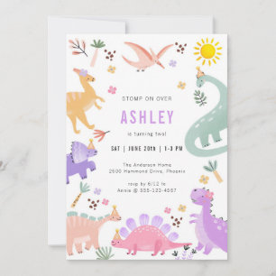 Dinosaur T-Rex Dino Party Kids Birthday Invitation