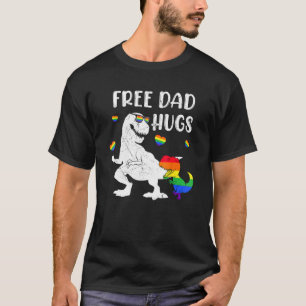 Dinosaur T-Rex Free Dad Hugs Wearing Glasses Fathe T-Shirt