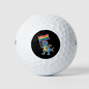Dinosaur T Rex Gay Pride LGBTQ Ally Rainbow Flag Golf Balls