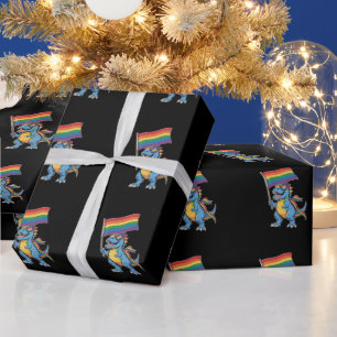 Dinosaur T Rex Gay Pride LGBTQ Ally Rainbow Flag Wrapping Paper