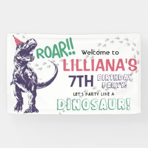 Dinosaur T-Rex Girls Birthday Party Welcome Banner