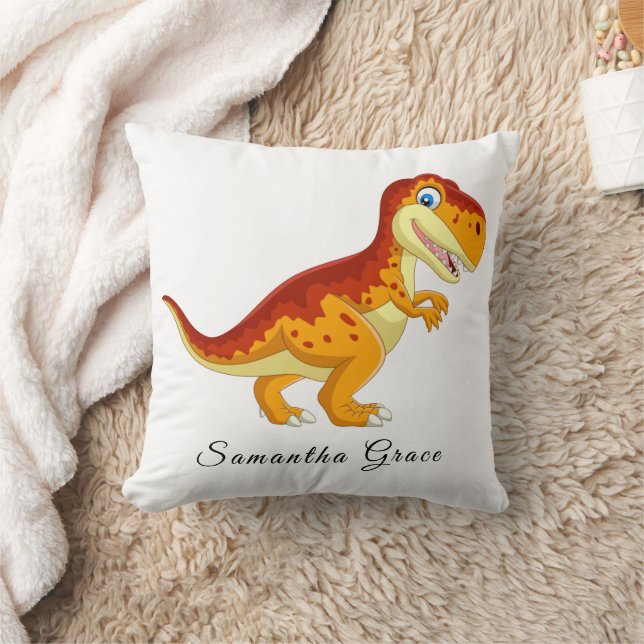 Dinosaur T Rex Gold Throw Pillow (Blanket)