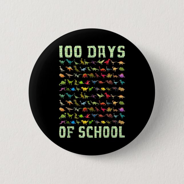 Dinosaur T Rex Happy 100th Day Of School Gifts 100 6 Cm Round Badge (Front)