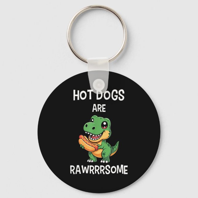 Dinosaur T Rex Hot Dog Shirt Funny Hot Dogs Are Ra Key Ring (Front)