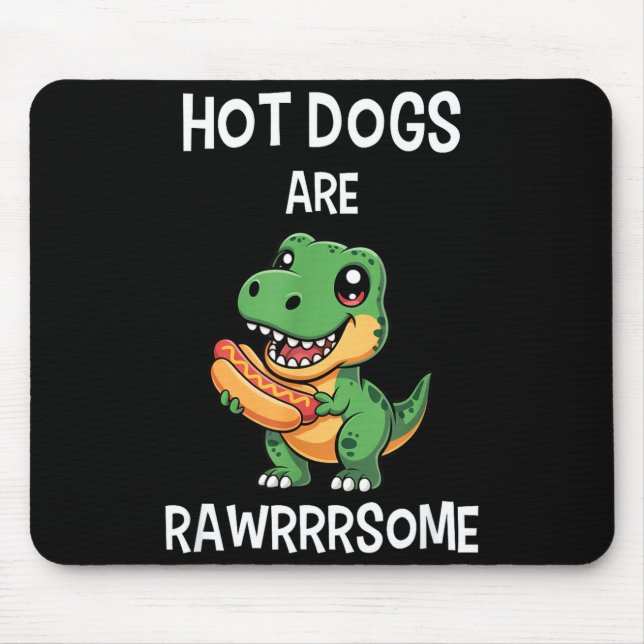 Dinosaur T Rex Hot Dog Shirt Funny Hot Dogs Are Ra Mouse Mat (Front)