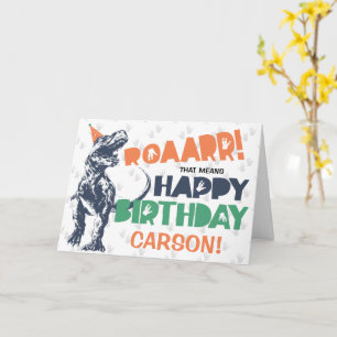 Dinosaur T-Rex in Party Hat Happy Birthday Card