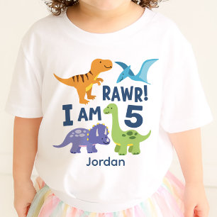 Dinosaur T-Rex Kid 5th Birthday Rawr Personalised Baby T-Shirt