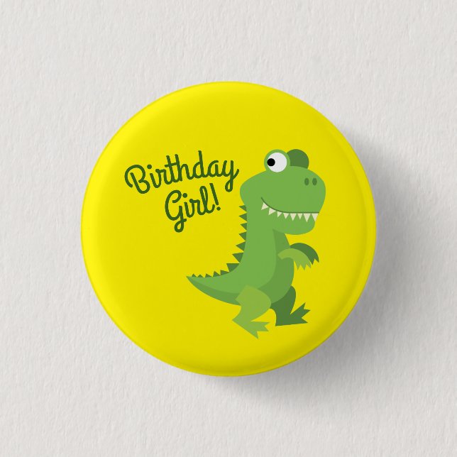 Dinosaur T-rex Kids 1st Birthday Dino Party 3 Cm Round Badge (Front)