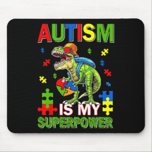 Dinosaur T-rex Kids Autism Is My Superpower Autism Mouse Mat
