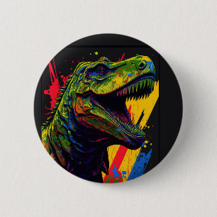 Dinosaur T Rex Kids Colourful 6 Cm Round Badge