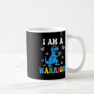 Dinosaur T-rex Kids I Am A Warrior Autism Kids Boy Coffee Mug