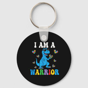 Dinosaur T-rex Kids I Am A Warrior Autism Kids Boy Key Ring